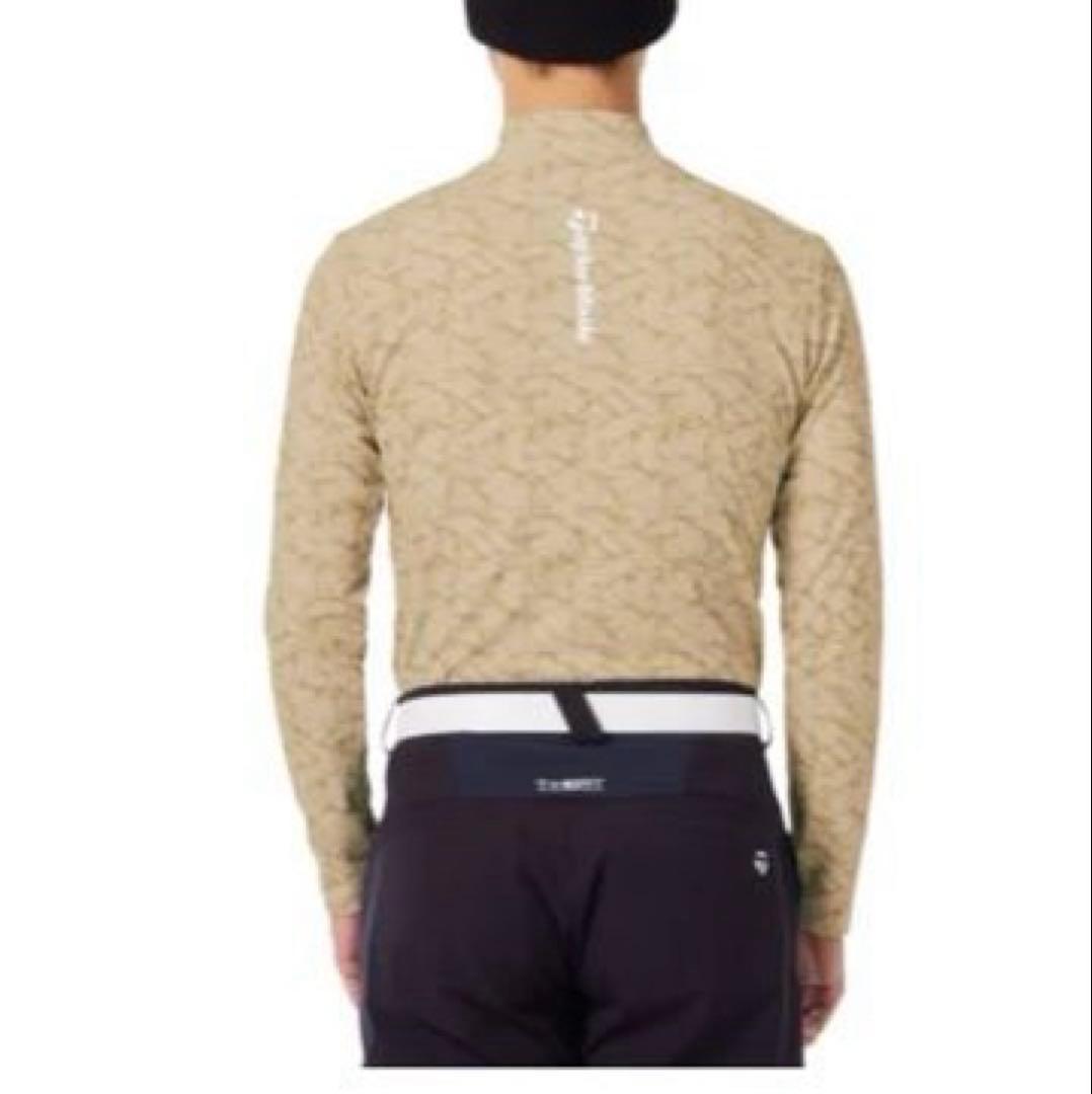 テーラーメイド　ゴルフウェア　モックネックシャツ　Oサイズ　ベージュ柄