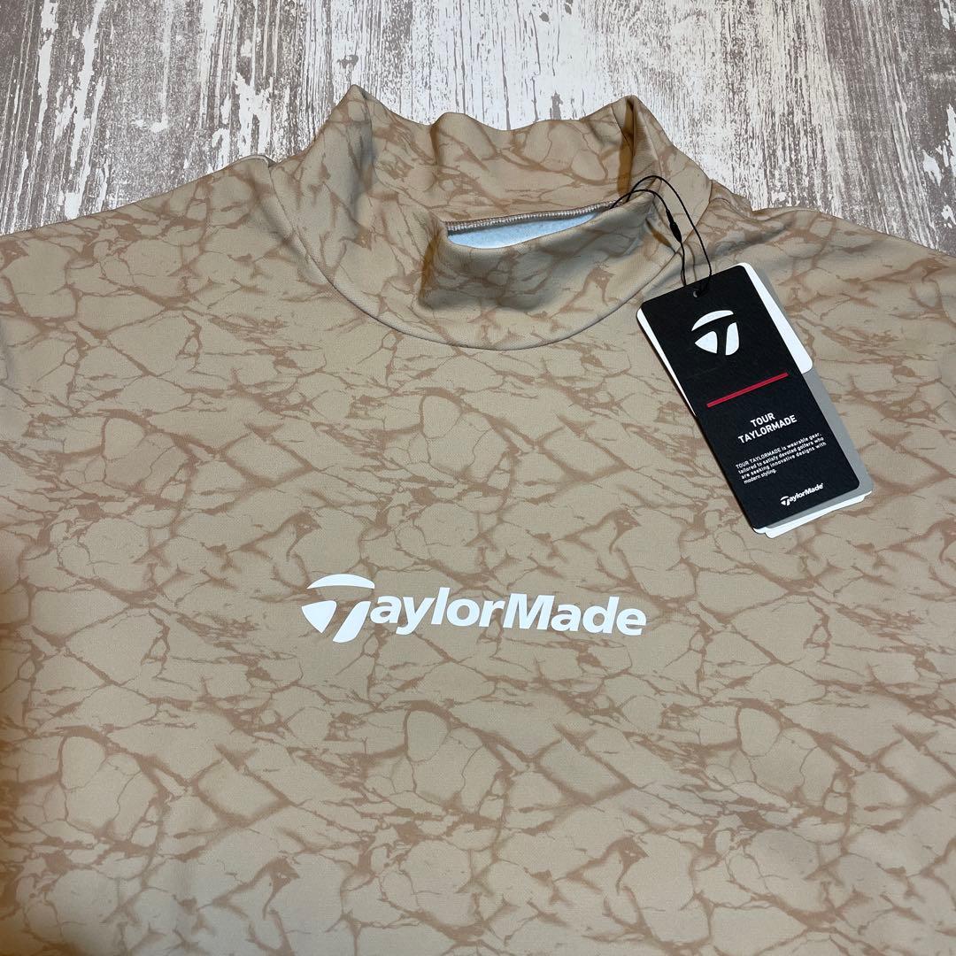 テーラーメイド　ゴルフウェア　モックネックシャツ　Oサイズ　ベージュ柄