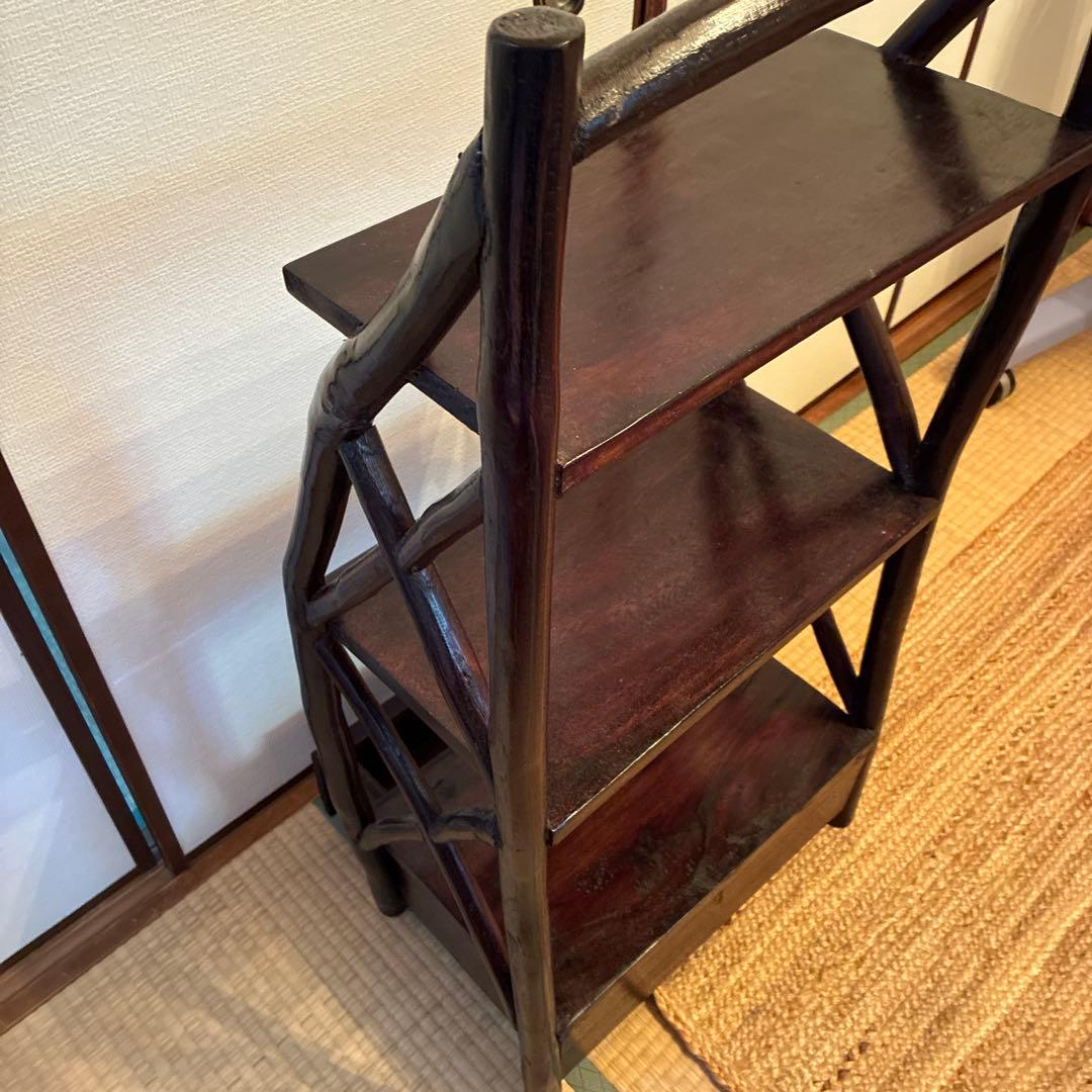 バリ島、木製3段ラック 引き出し付き