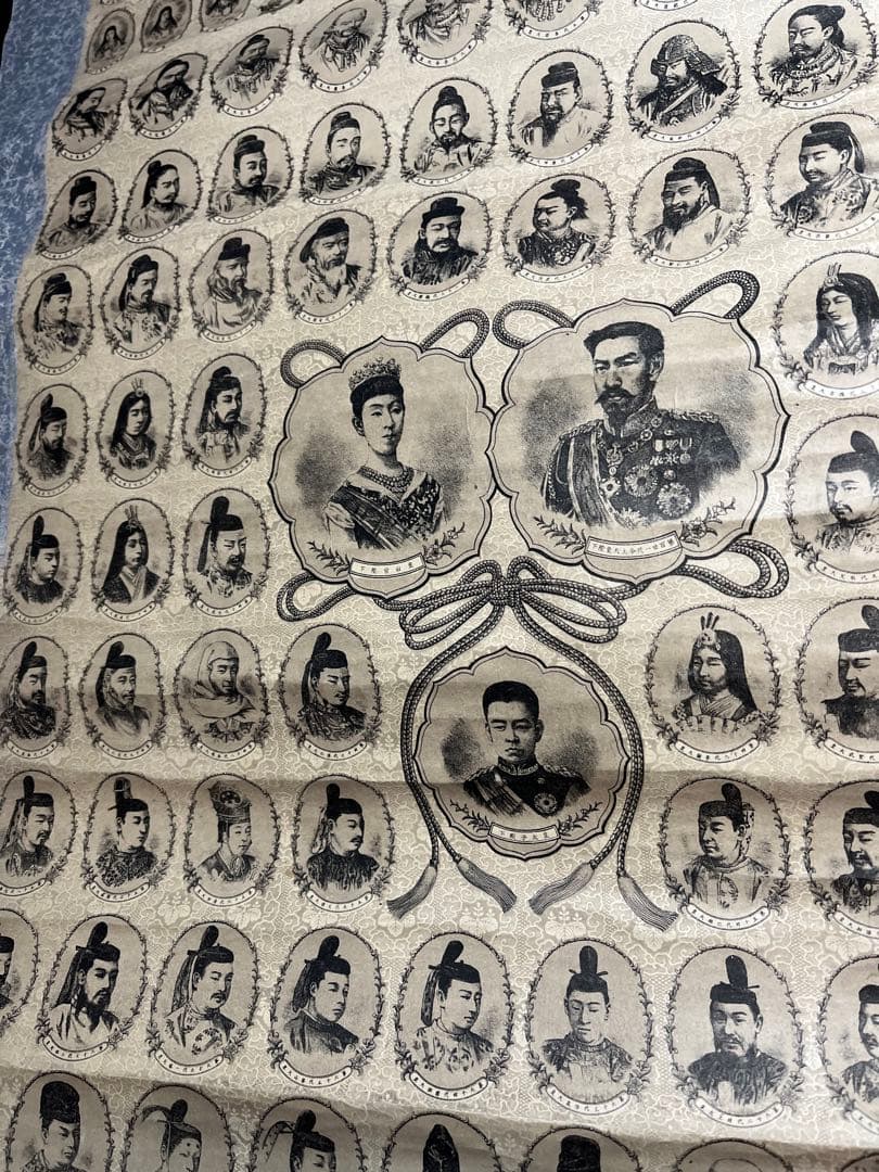 日本国歴代天皇掛け軸、日本国歴代天皇御真影図、掛け軸、