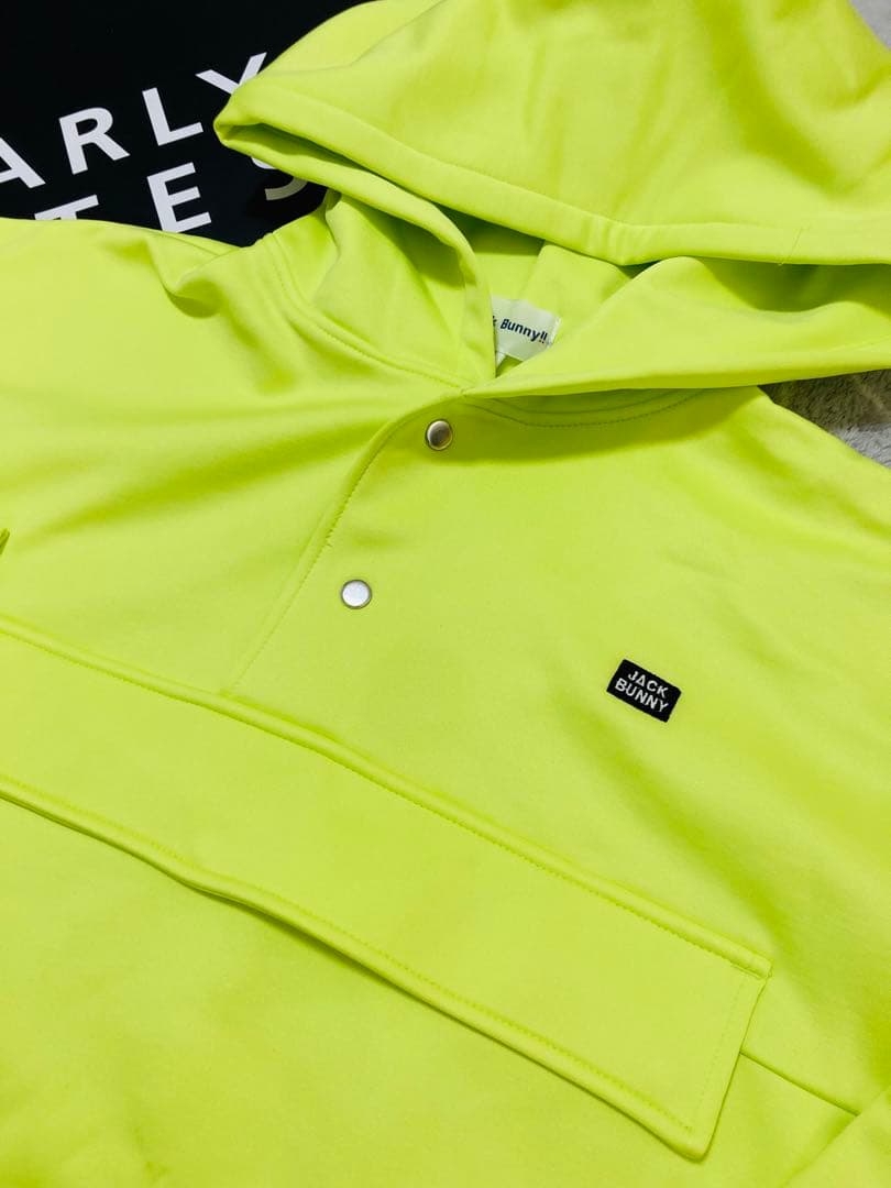 新品 パーリーゲイツ ジャックバニー ソフトタッチ 裏起毛パーカー(6)LL/黄