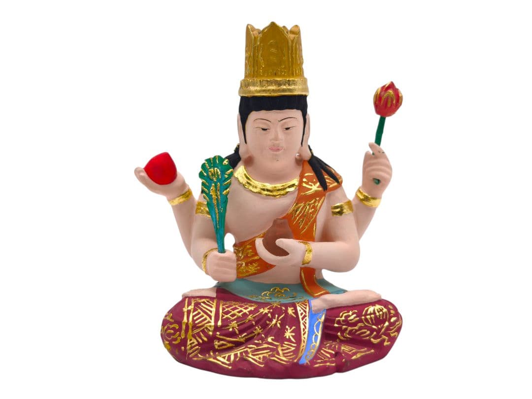 孔雀明王 極彩色 彩色仏像 2.0サイズ 約23.5cm