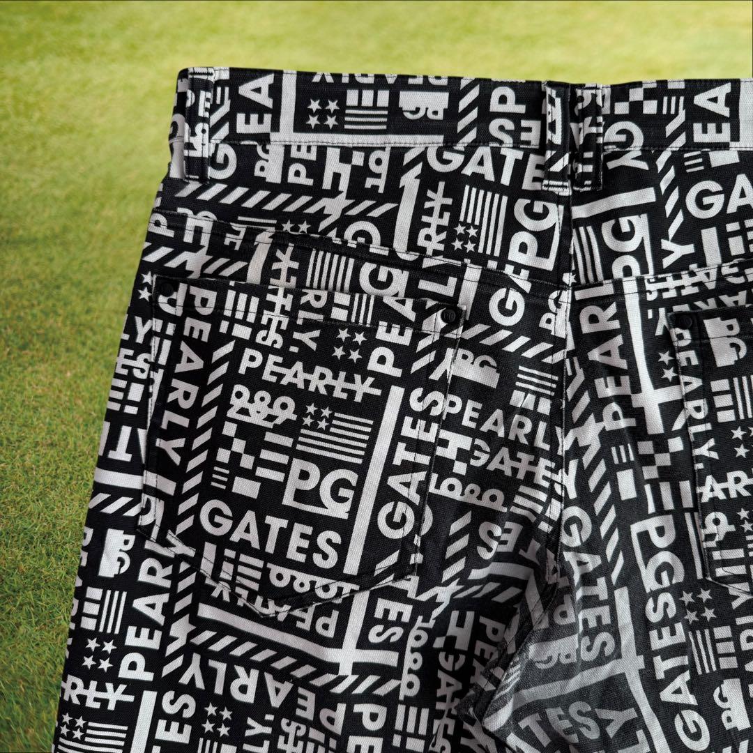 パーリーゲイツ　パンツ　総柄　黒　白　6 XL〜XXL相当 ストレッチ　人気商品