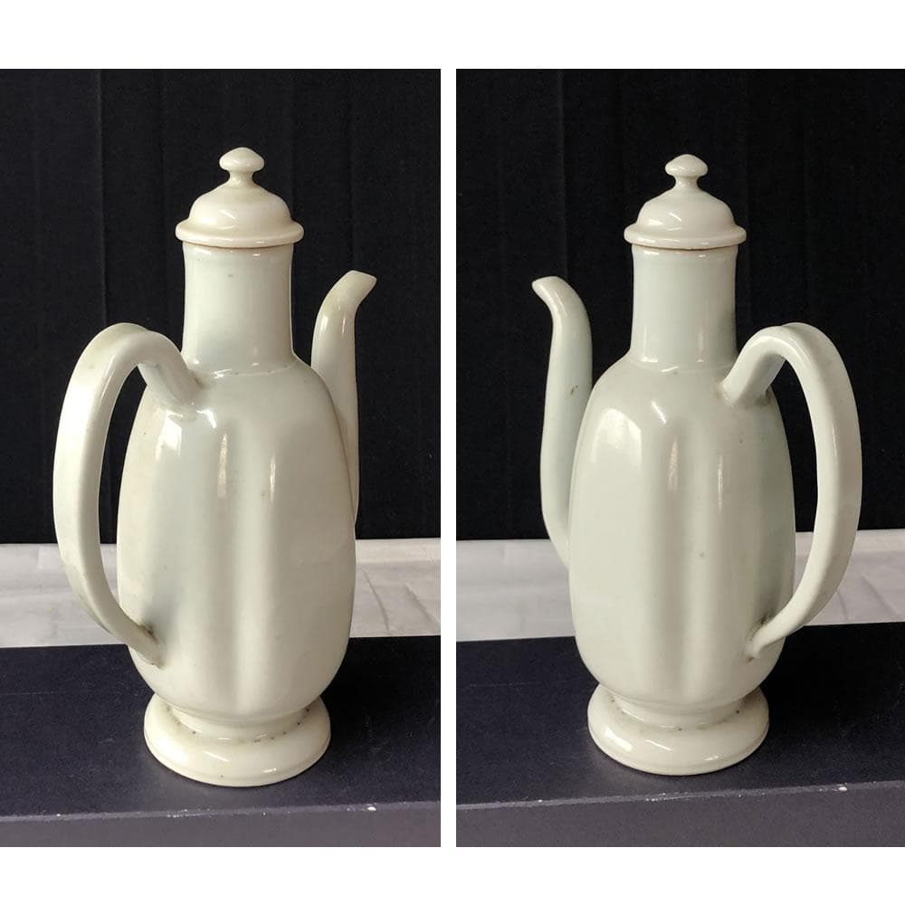 e3042 九谷焼 白磁 仙盞瓶 明治時代 水注 煎茶瓶 煎茶道具 茶道具