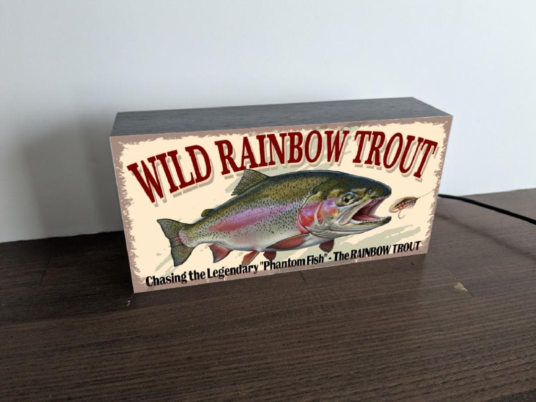 ニジマス 虹鱒 レインボー フィッシング 釣り 看板 置物 雑貨 ライトBOX
