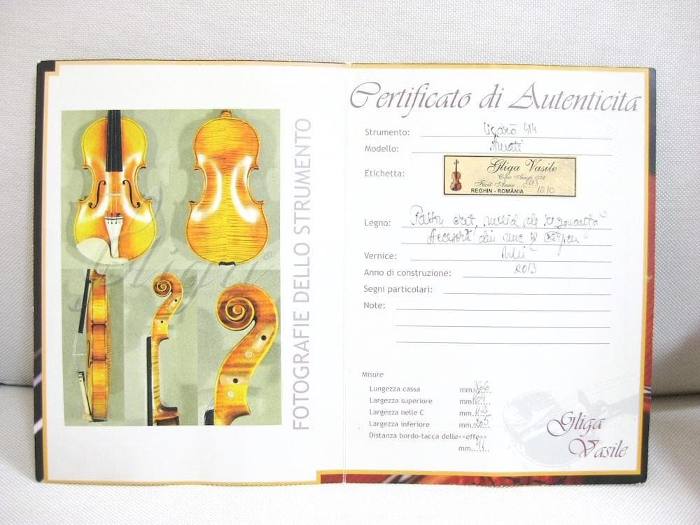 【製作証明書付き】 Gliga Vasile アマティ1572年 バイオリン