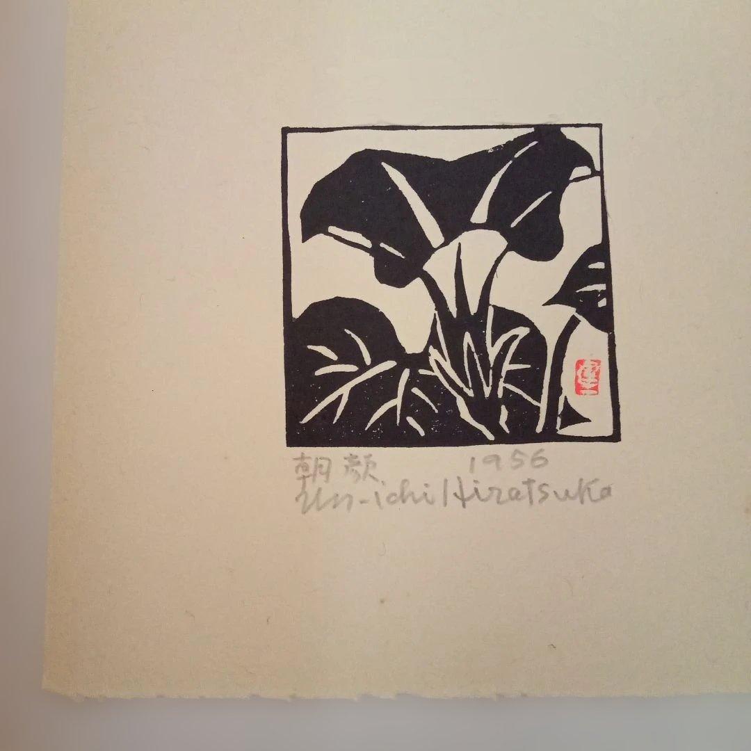 【真作希少 小品】朝顔(額装)　平塚運一 作