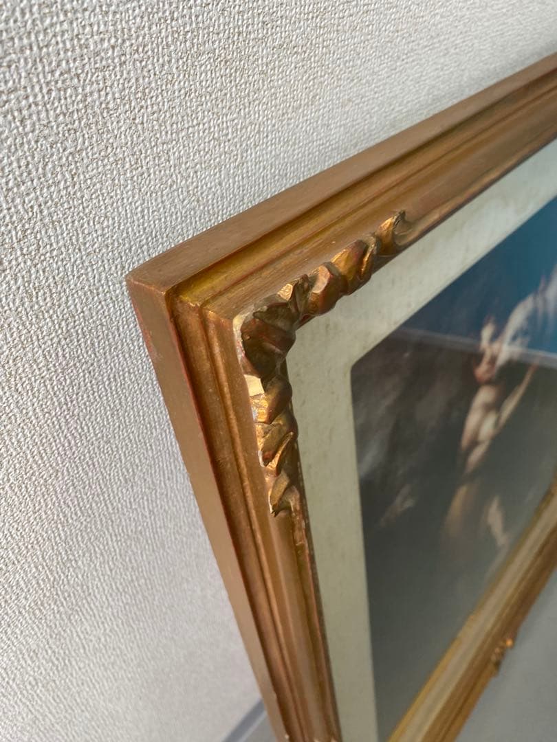 絵画　油絵　ムリーリョ　　幼い洗礼者聖ヨハネと子羊　美術品　額縁 名画/K-0