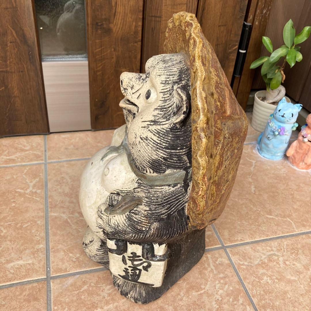 【希少】信楽焼　白たぬき　狸庵　骨董　アンティーク　ヴィンテージ　昭和レトロ