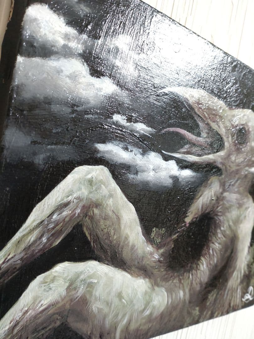 油絵【叫び】シュールレアリスム◆1点物の原画◆作者サイン入り◆F3号キャンバス