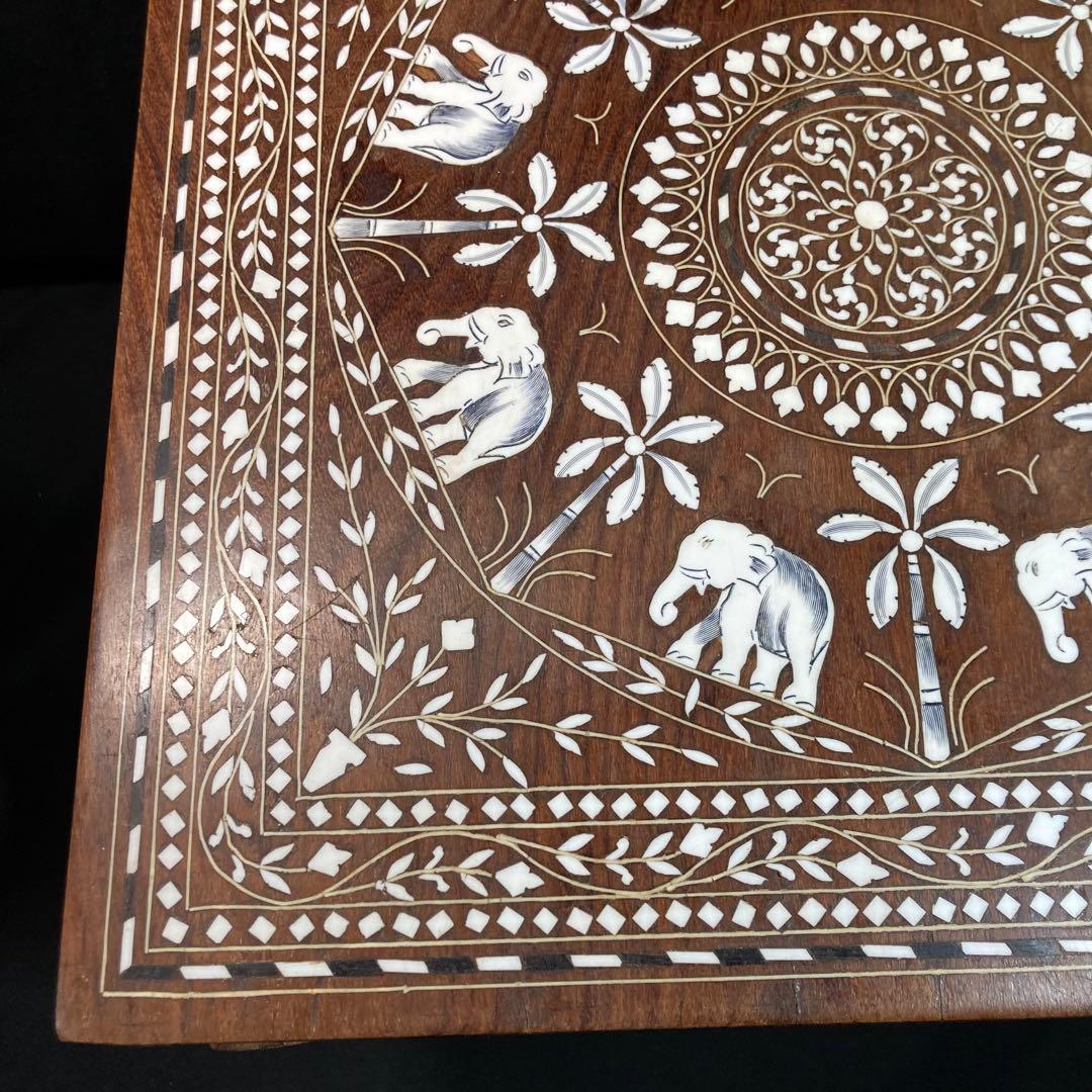 象嵌細工 アジアン家具 ローテブル インド家具 象モチーフ