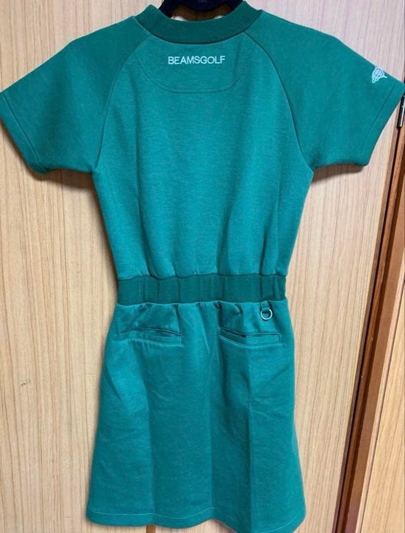 BEAMS GOLF グリーン モックネックワンピース 半袖