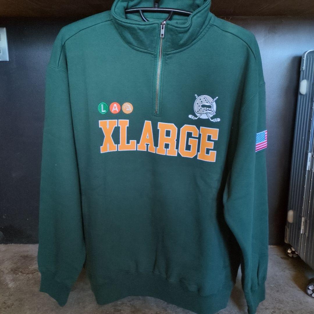 XLARGE ダークグリーン ハーフジップ XL