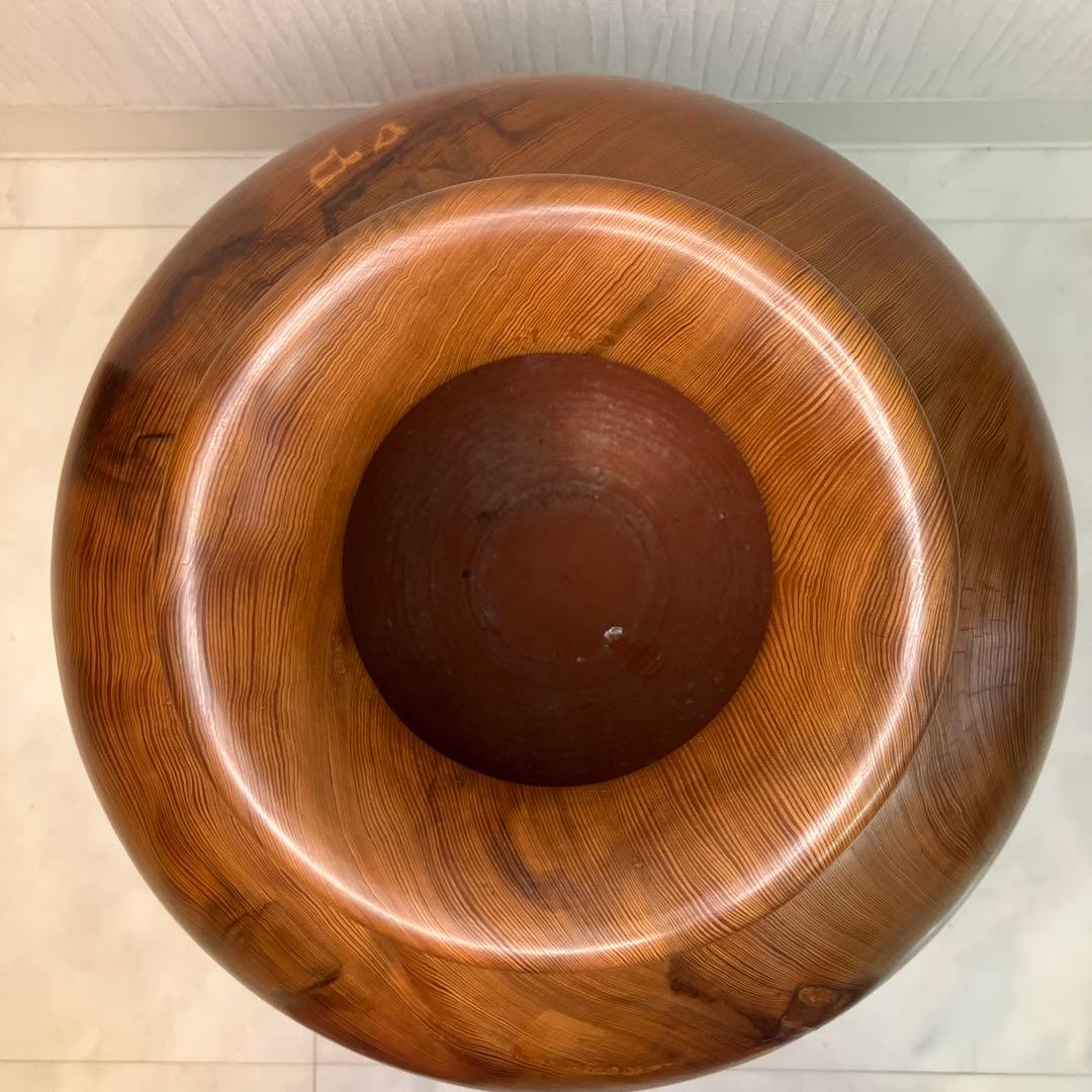 希少　特大壺　壺　屋久杉工芸品　屋久杉壺　特大壺　台座セット