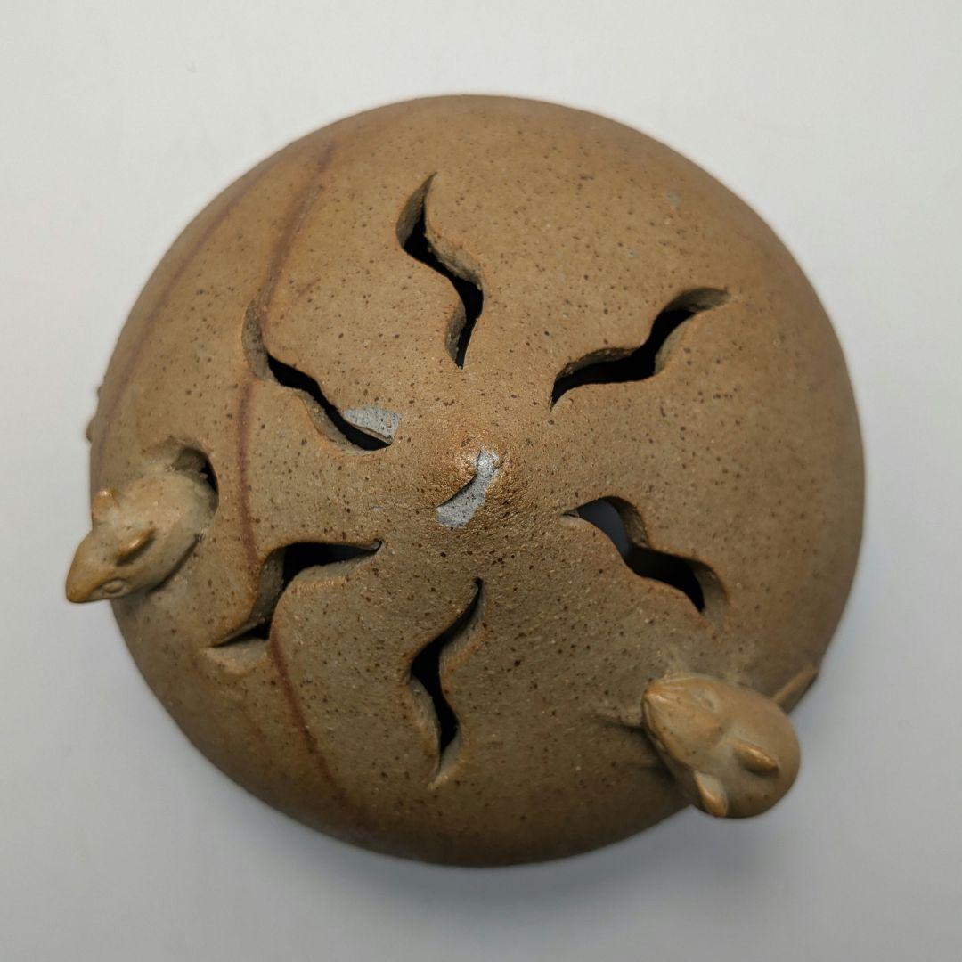 岡山県重要無形文化財 浦上善次 備前焼 壬子伏香炉 共箱 茶道具 香道具 ネズミ