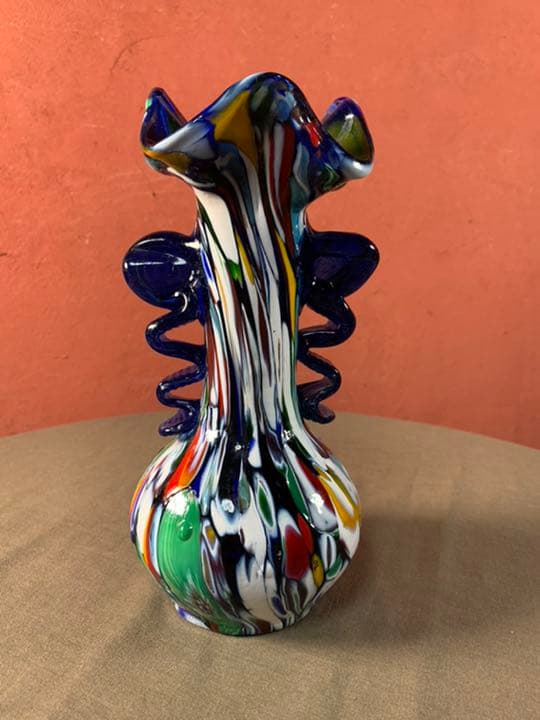 アンティーク　マルチカラー　ムラーノ ミルフィオリ　ベネチアンガラス花瓶