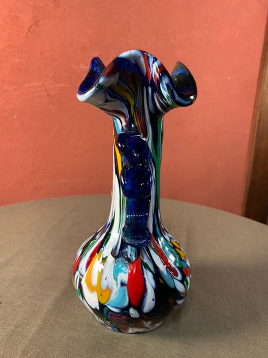 アンティーク　マルチカラー　ムラーノ ミルフィオリ　ベネチアンガラス花瓶