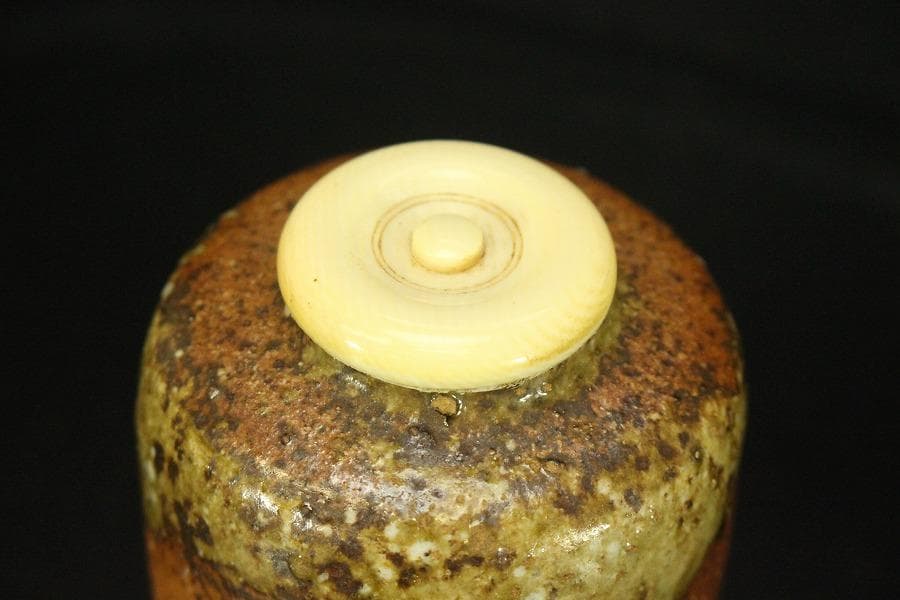 茶道具 古信楽 茶入 大津ふくさ 付 時代箱(RC937)