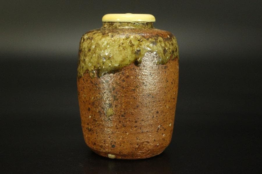 茶道具 古信楽 茶入 大津ふくさ 付 時代箱(RC937)