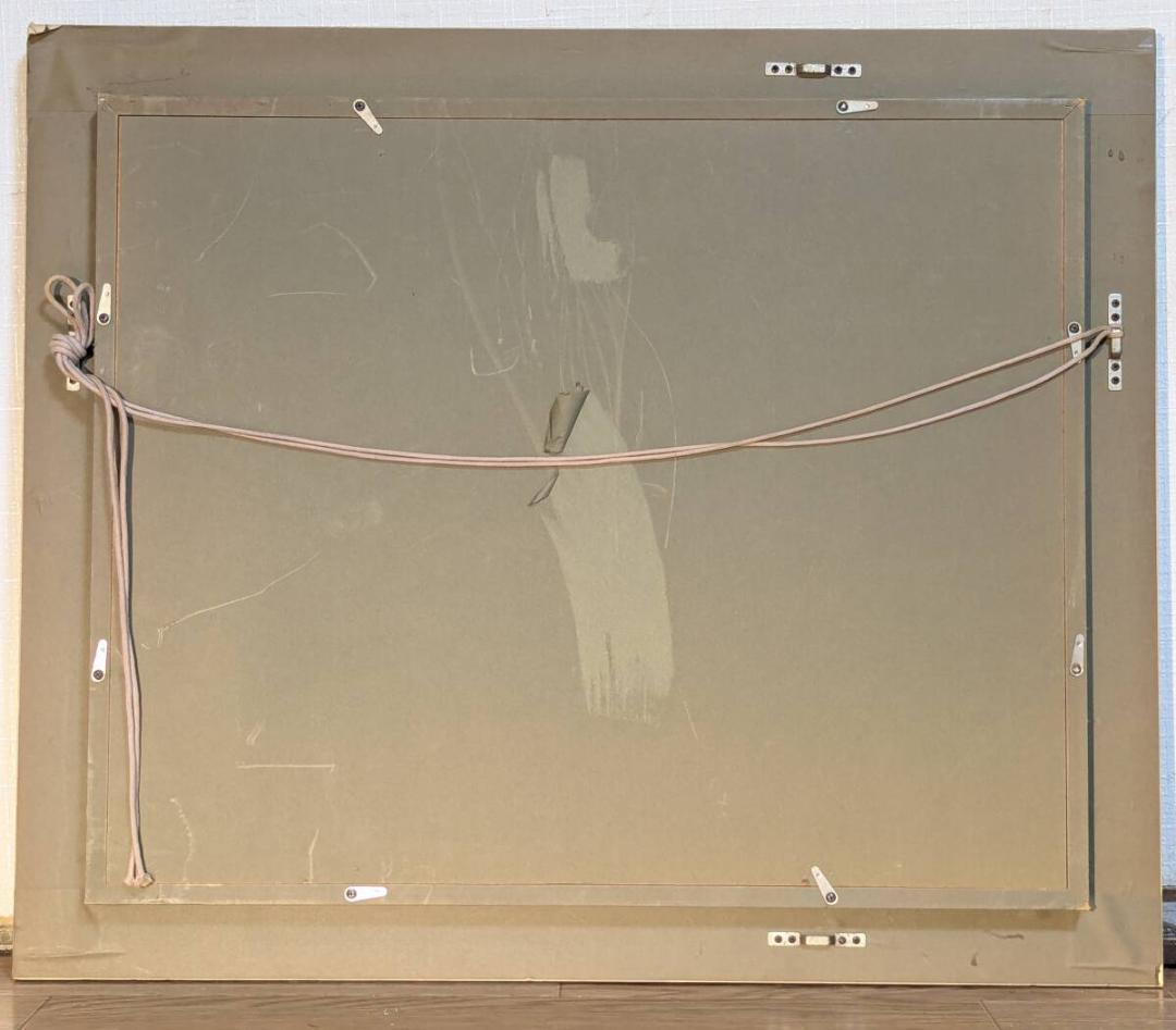 【真作】絵画　油彩6号　山影を映す高原の池　インテリア風景画　Z106