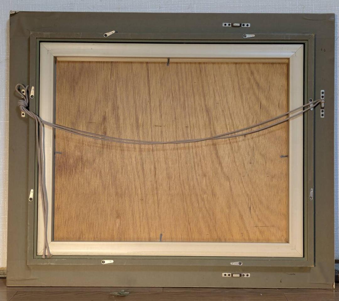 【真作】絵画　油彩6号　山影を映す高原の池　インテリア風景画　Z106