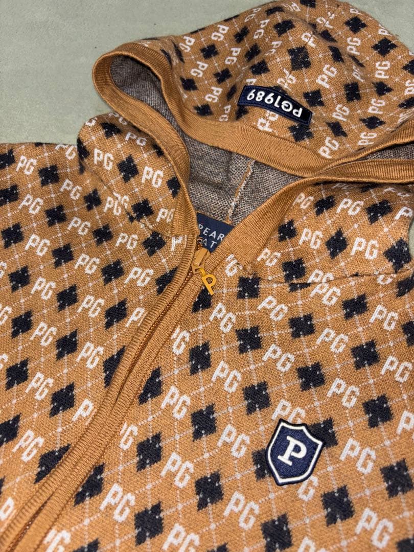 （超美品）パーリーゲイツ、アーガイル柄、ニット素材、シップパーカー、サイズ0