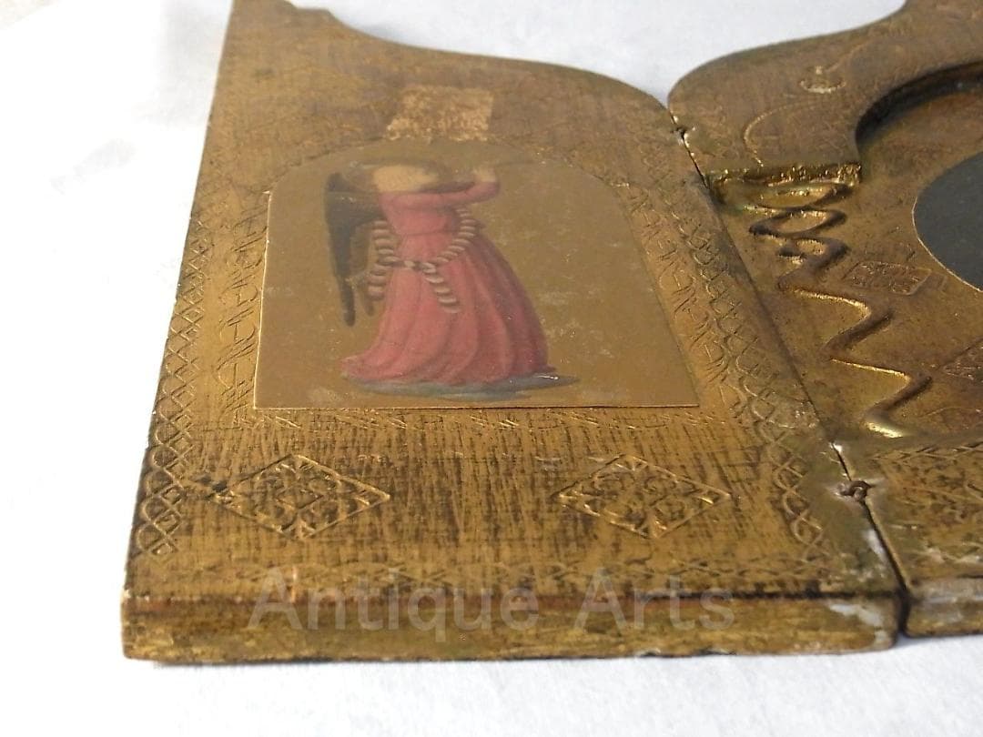 イタリア アンティーク ラファエロ・サンティ『小椅子の聖母』３枚続きの祭壇画