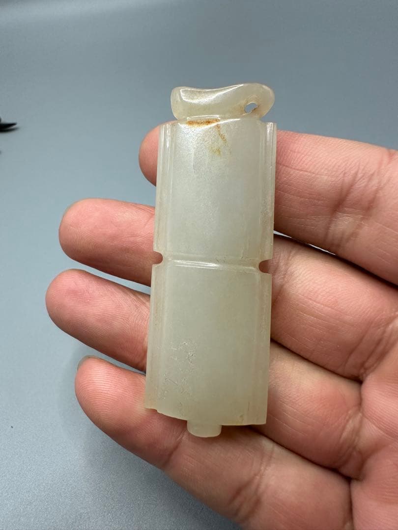 和田玉 長方形彫刻 2点セット ループタイ 古砡　白砡　根付　天然素材 置物骨董