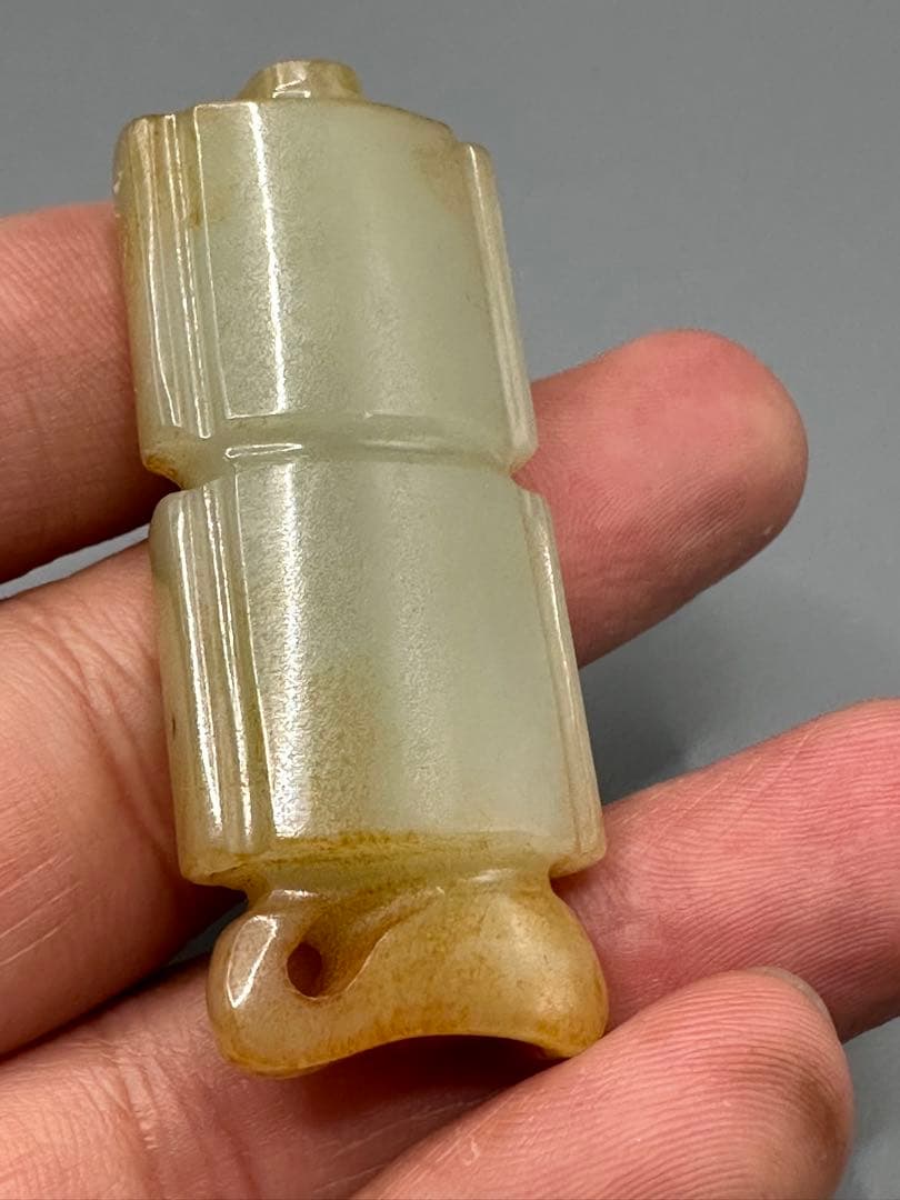 和田玉 長方形彫刻 2点セット ループタイ 古砡　白砡　根付　天然素材 置物骨董