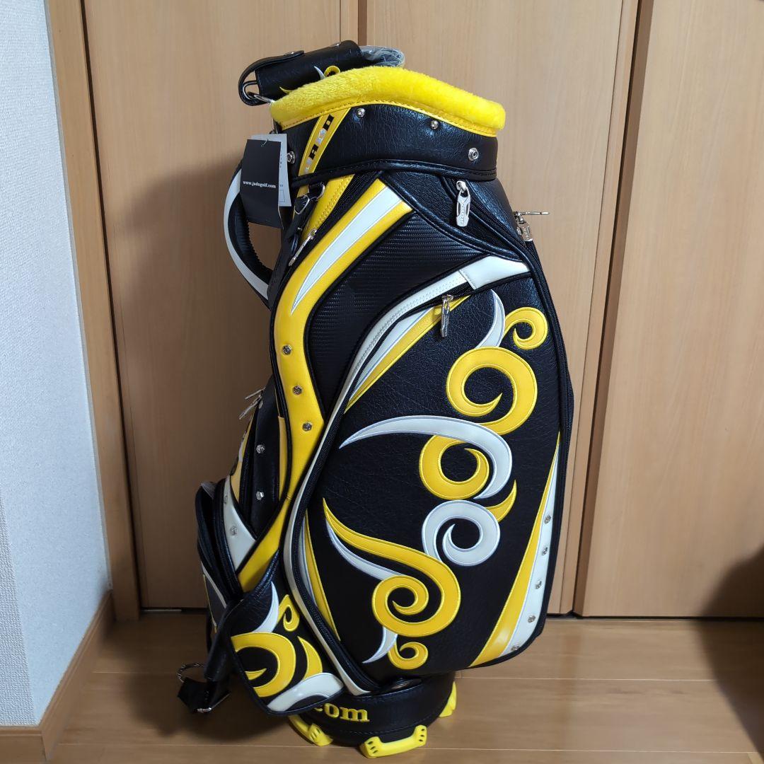 ゴルフキャディバッグ 黒/黄色/白 スワールデザイン