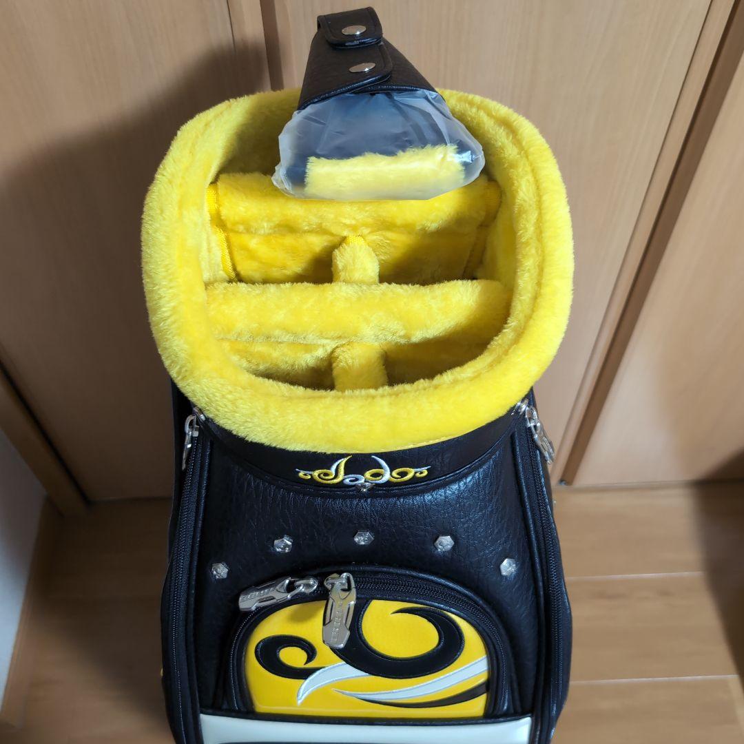 ゴルフキャディバッグ 黒/黄色/白 スワールデザイン