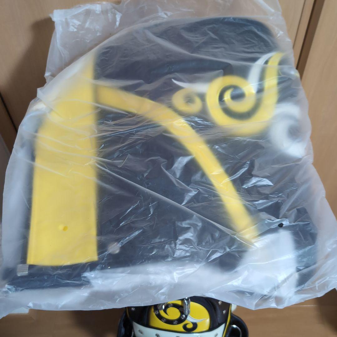 ゴルフキャディバッグ 黒/黄色/白 スワールデザイン