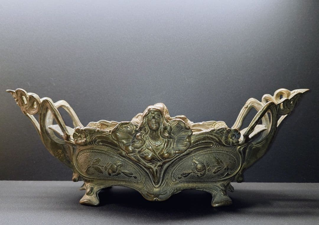 真鍮製 アンティーク ジャルディニエール　アールヌーボーデザイン