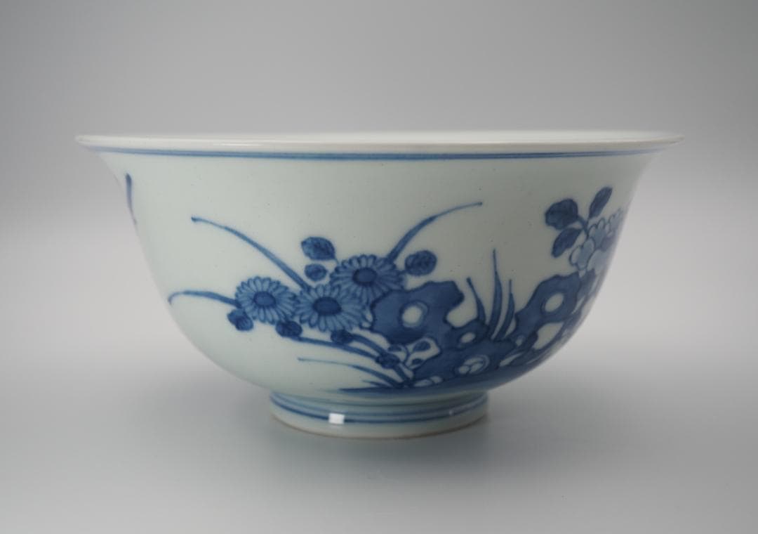 初代三浦竹泉  篩月庵 倣古藍磁花鳥紋 鉢 共箱