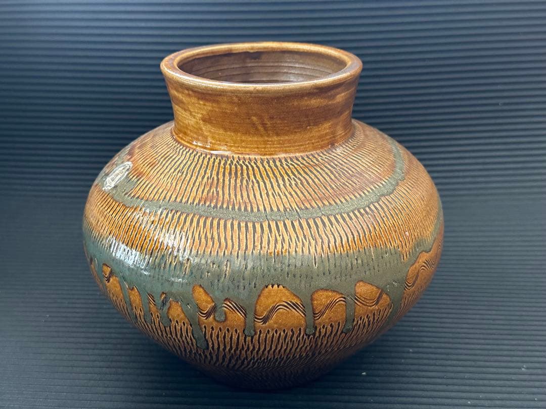 小鹿田焼　釉薬流し　壺　花瓶　民藝　陶芸　置物　美術品　工芸品