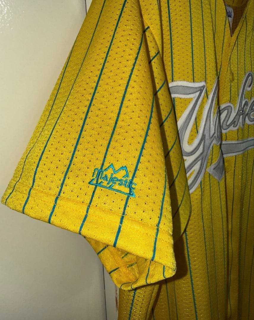 90's USA製 majestic Yankees XL イエローユニフォーム