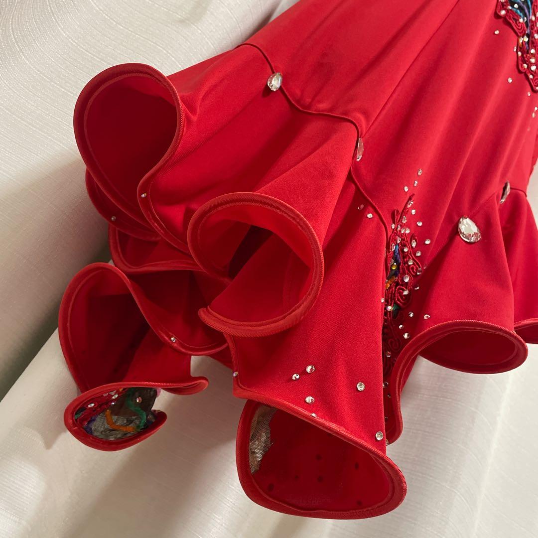 セキネ 7号 ラテンドレス 社交ダンスドレス 赤 デモ 競技ドレス