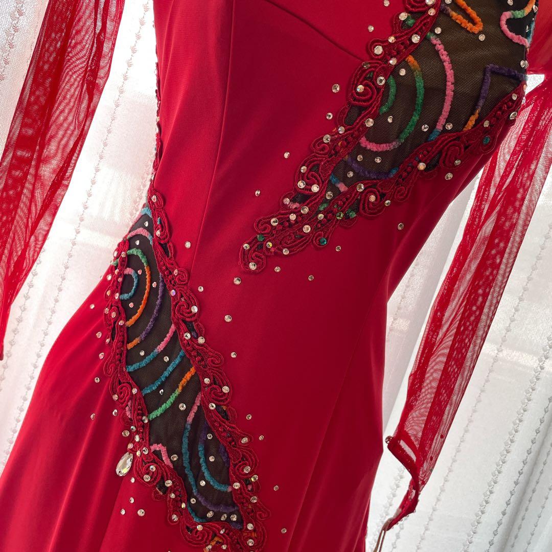 セキネ 7号 ラテンドレス 社交ダンスドレス 赤 デモ 競技ドレス