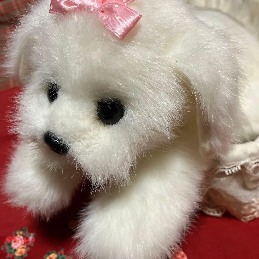 マルチーズぬいぐるみ　犬　白い犬　子犬　わんちゃん　レトロぬいぐるみ犬　リアル