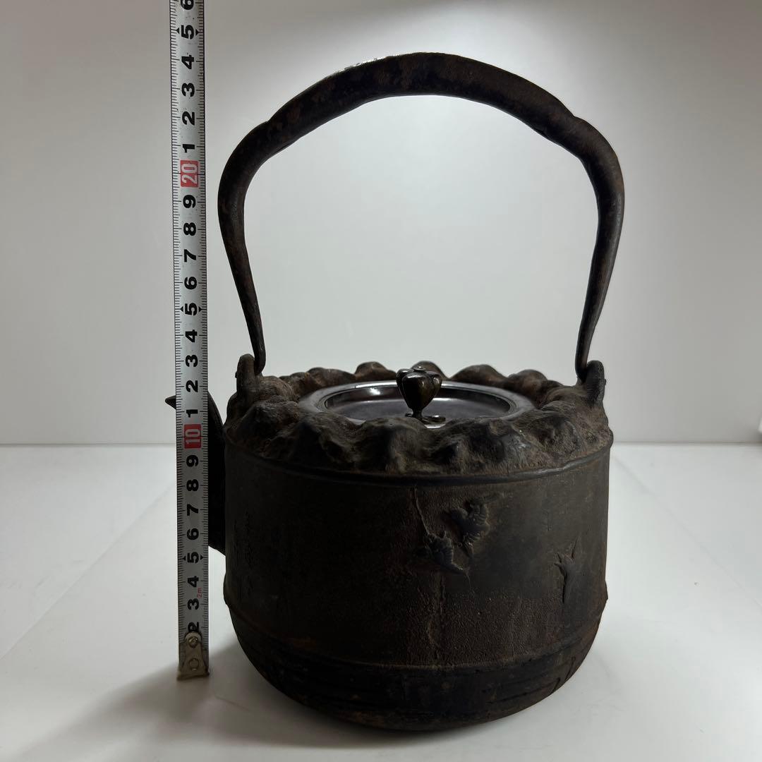 大国寿朗 花鳥文鉄瓶 名人作 東キ7-0901☆2F トニサト