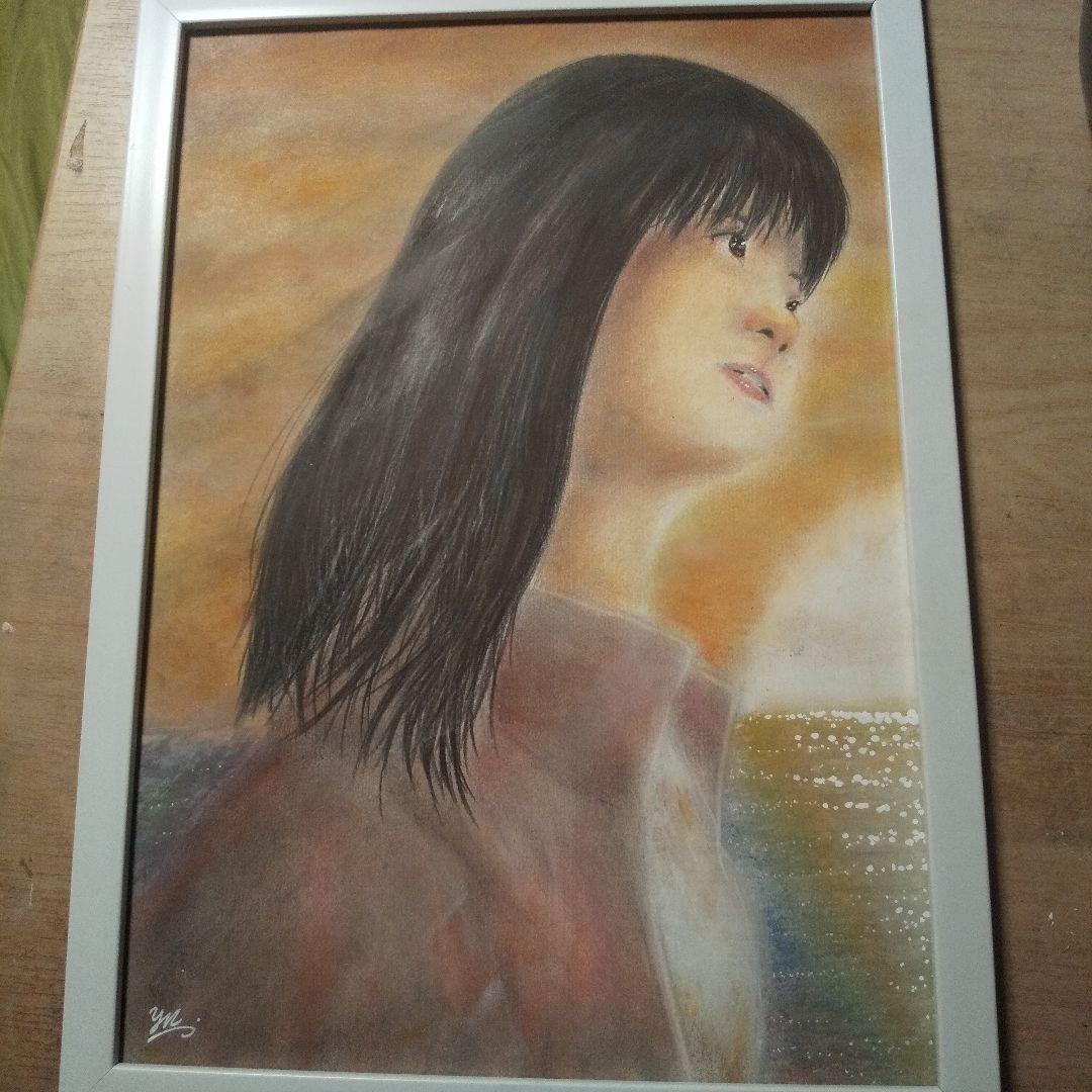 【匿名配送】絵画　「また明日」アート 原画　A4サイズ額つき