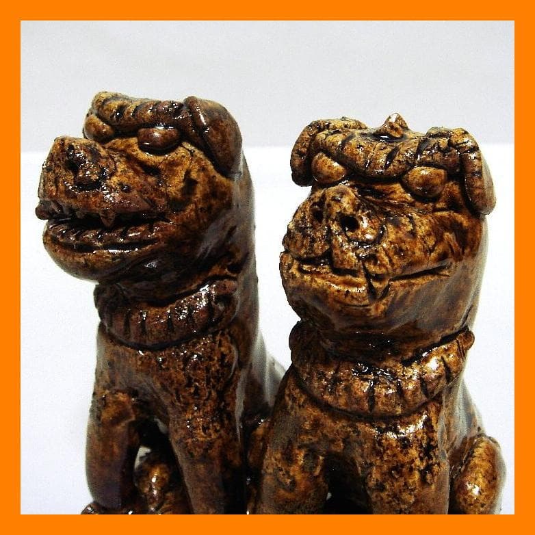 915『獅子狛犬 阿吽一対』　/骨董品 古美術 古道具 アンティーク