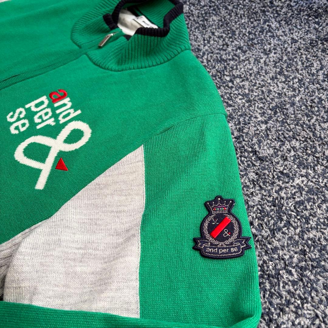 アンパスィ　裏地　防風　ニットジャケット　ブルゾン　アウター　ゴルフウェア　ＬＬ