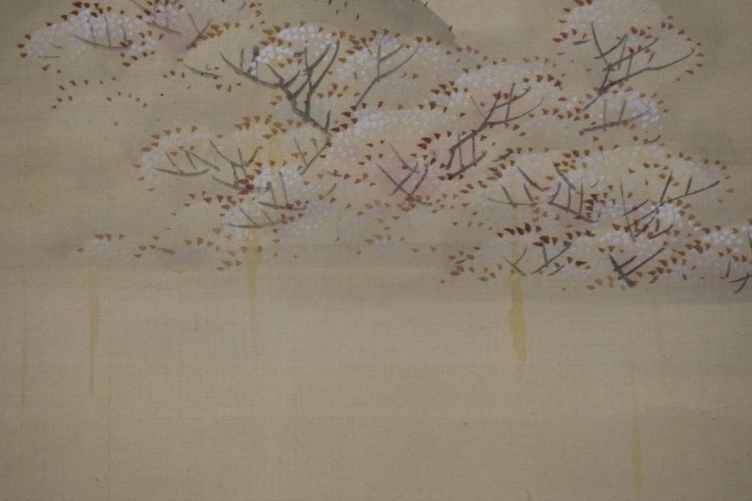 【真作】吉村了斎/孝文/春秋之図/桜花紅葉図/双幅/掛軸☆宝船☆Y-707　JM