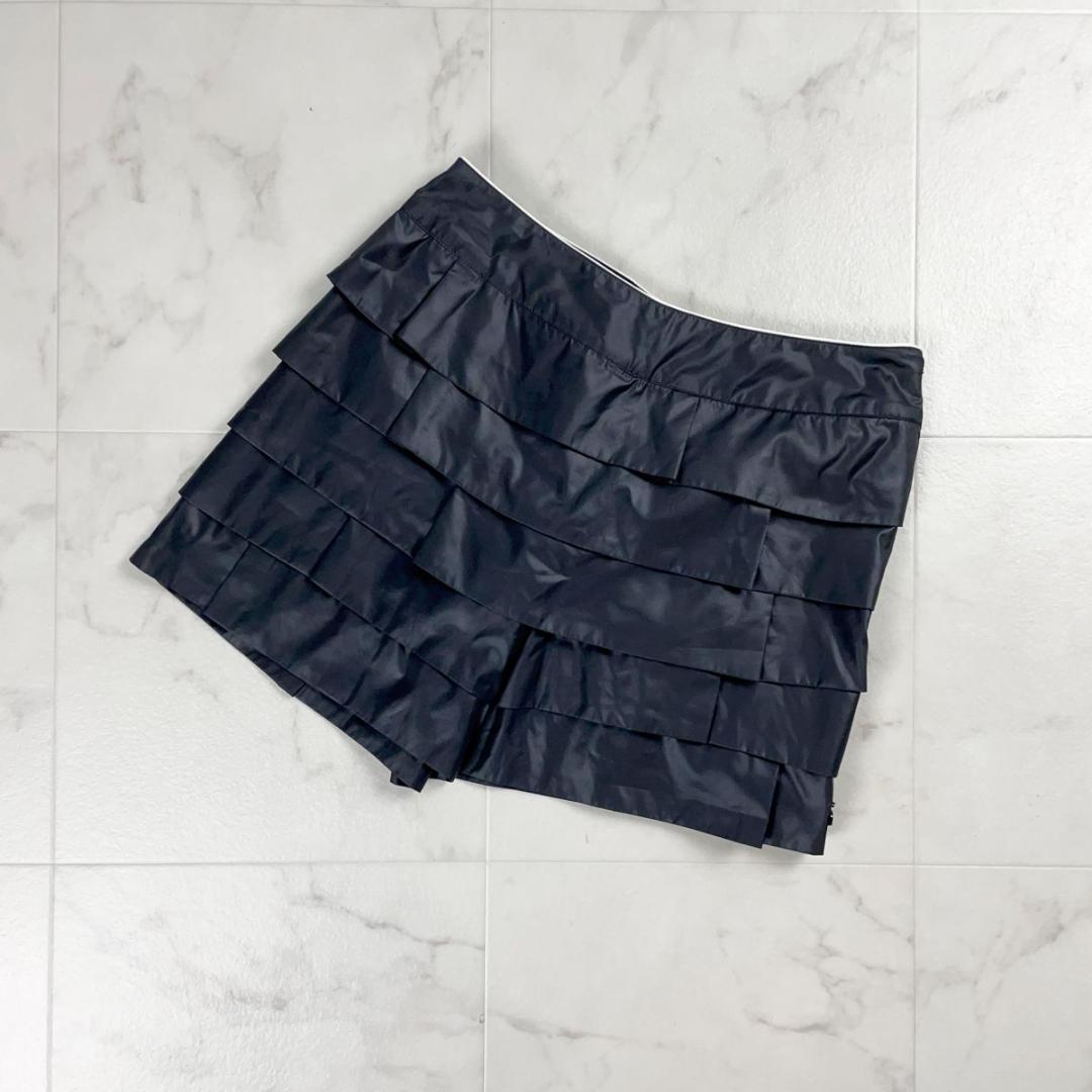 美品 archivio プリーツフリルショートパンツ 黒 サイズ40*CD817