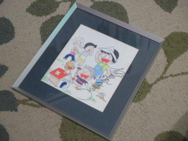 レア品　美品　板井れんたろう　直筆　サイン　色紙　額装　当時物