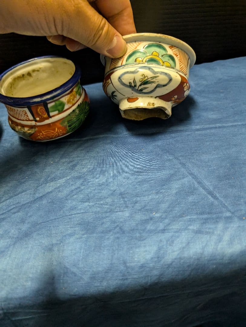 アンティーク戦前赤絵香炉線香立て伊万里