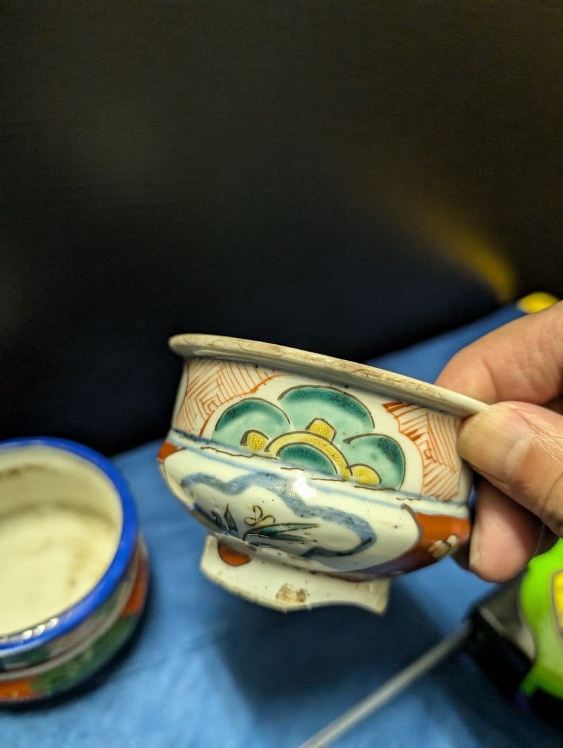 アンティーク戦前赤絵香炉線香立て伊万里