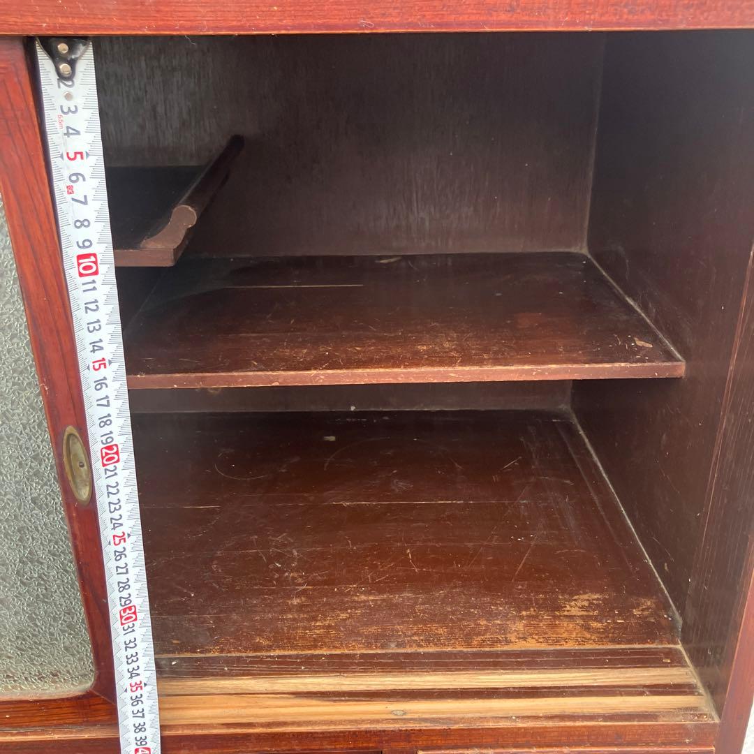 昭和レトロ 無垢材 茶箪笥 すりガラス サイドボード 古家具 古民家 ビンテージ