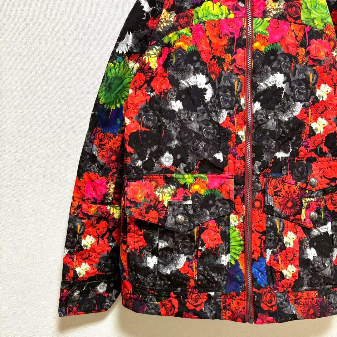 burton スノーボードウェア セットアップ レッド ネイビー M Sバラ柄